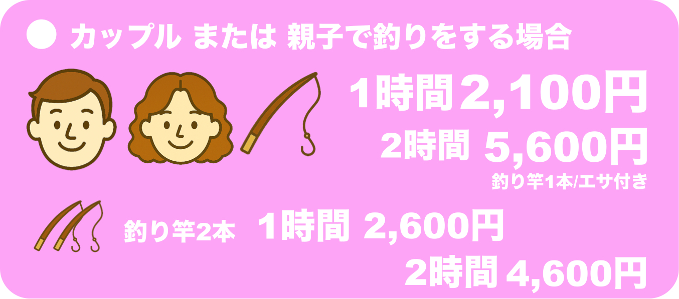 カップルまた親子で釣りをする場合